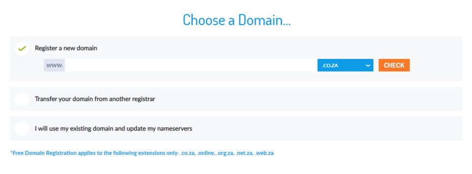 Register a domain at domains.co.za