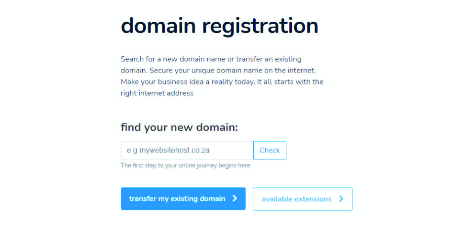 domain registration at Host Africa