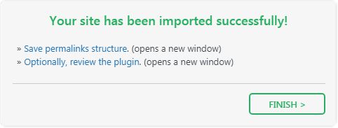 Import successful in All-in-One WP Migration 