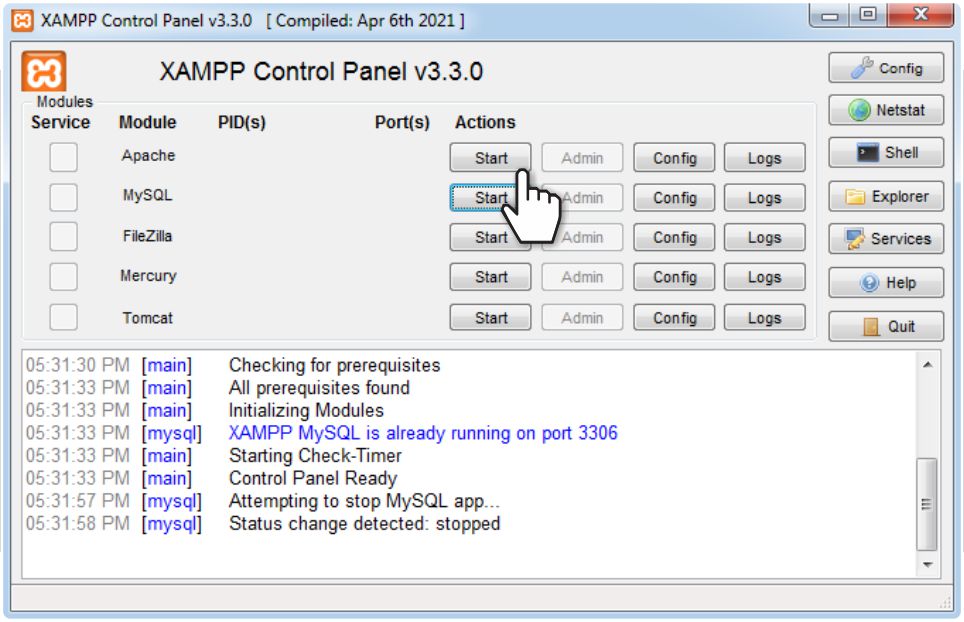 The XAMPP Control Panel