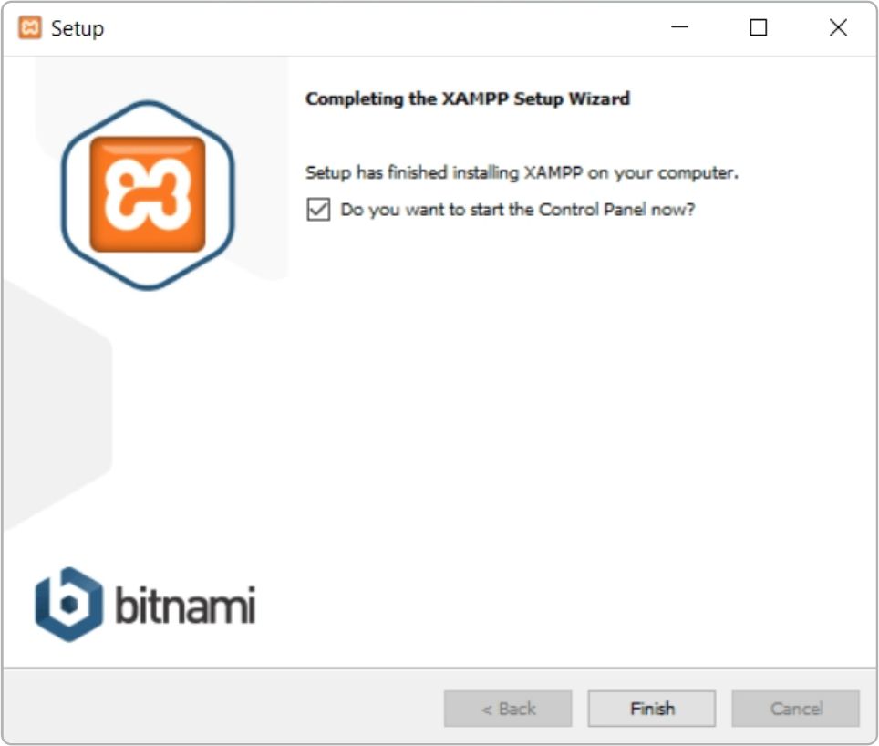 XAMPP Installation Complete screen