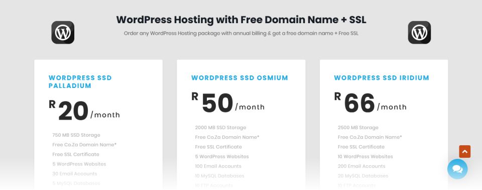 The WordPress hosting screen on Absolute Hosting