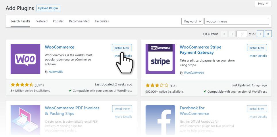 Install WooCommerce from your WordPress Admin Dashboard