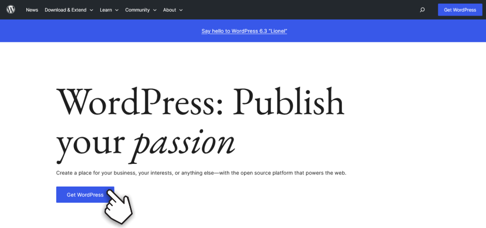 Get  WordPress screen