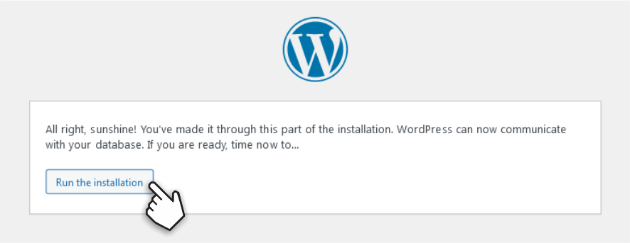 WordPress Run Installation prompt