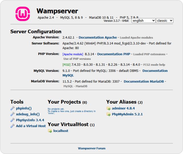 The WampServer homepage