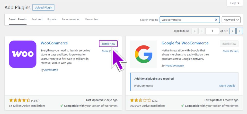 Install and activate Woocommerce